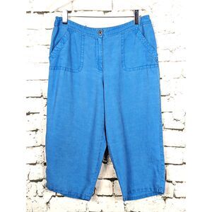 CHICO'S 100% Linen Cropped Pant Pockets Casual Wide Leg Size 2.5 (L/14)